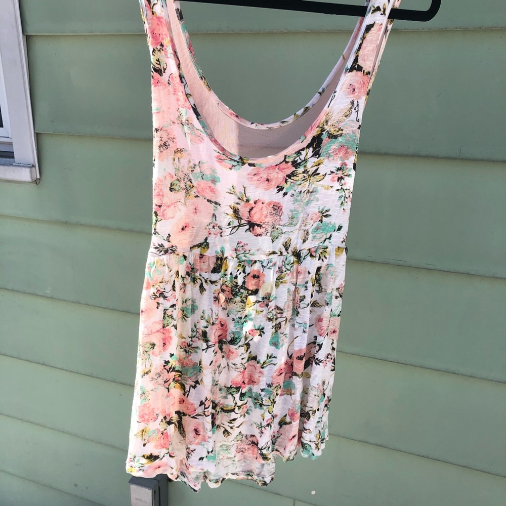 Floral open back tank top/tunic
